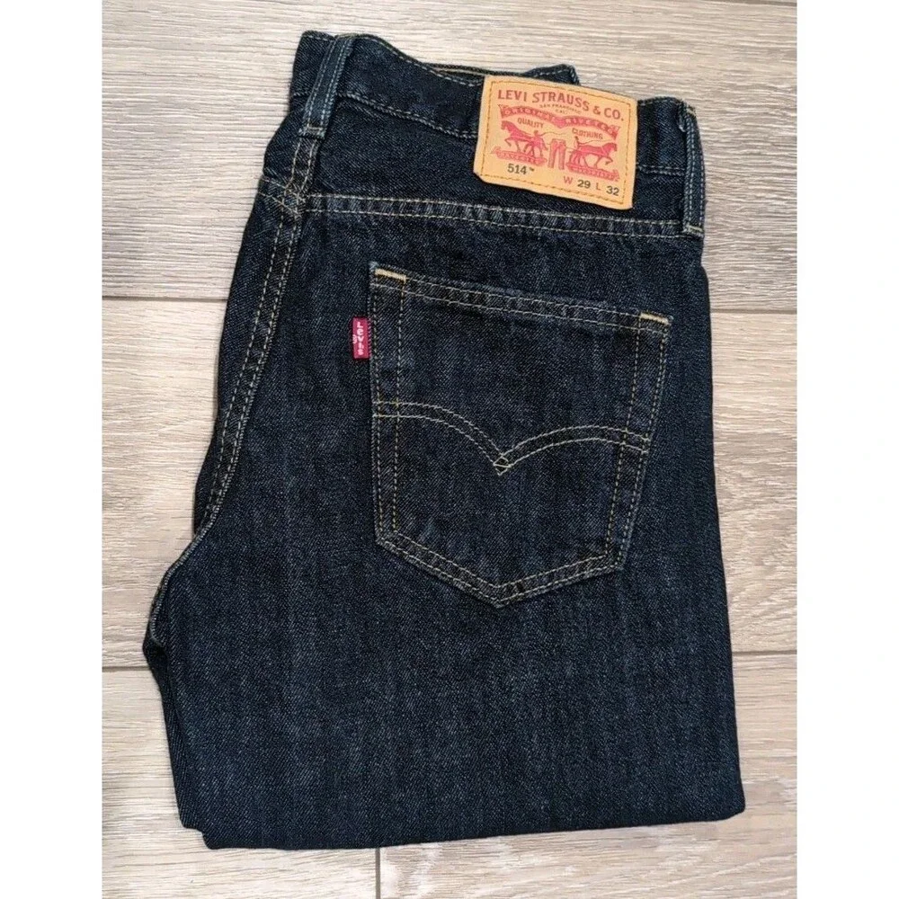 LEVI'S 514 JEANS MEN'S SIZE 29X32 Regular Fit 5 Pocket Blue Dark Wash EUC